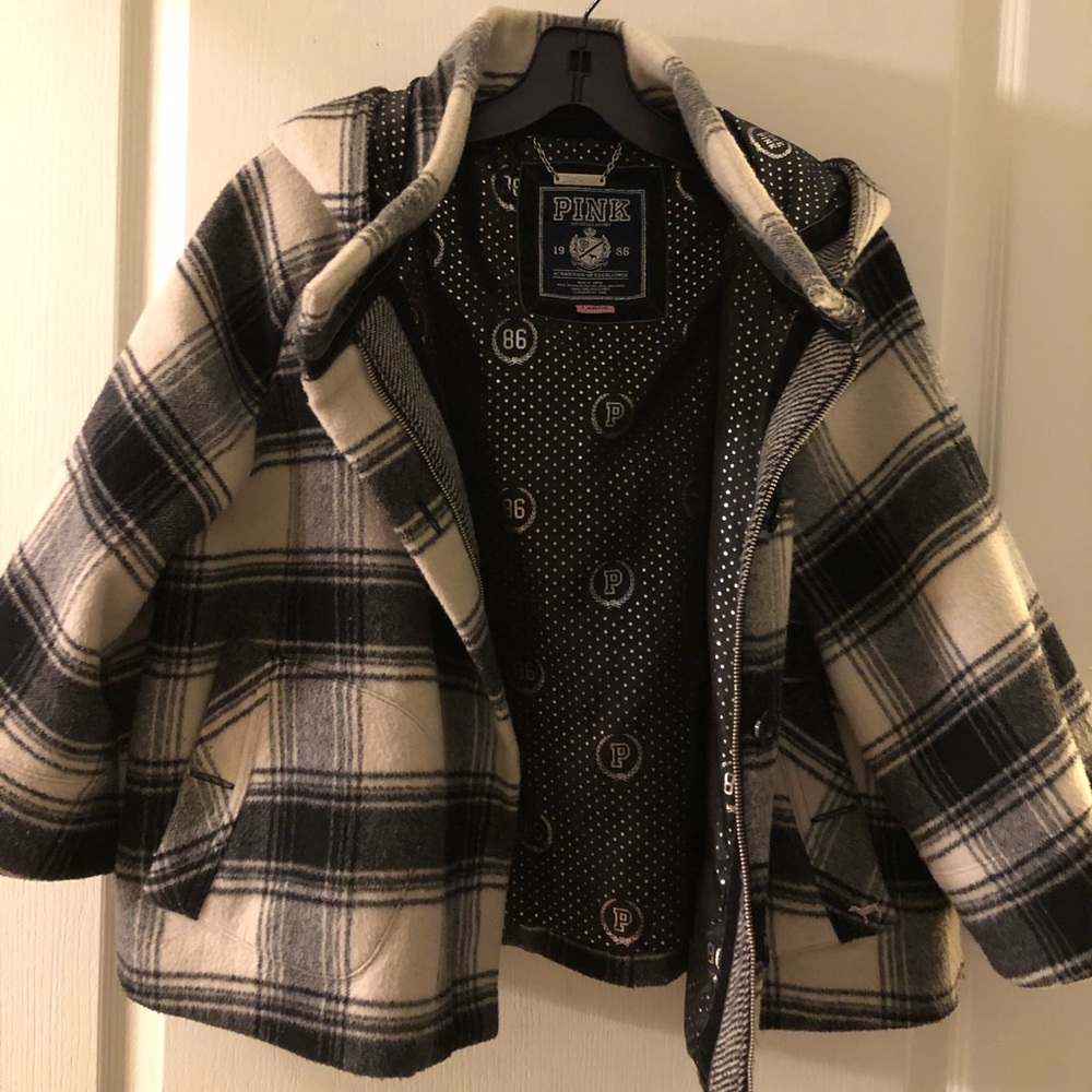 Pink plaid wool jacket